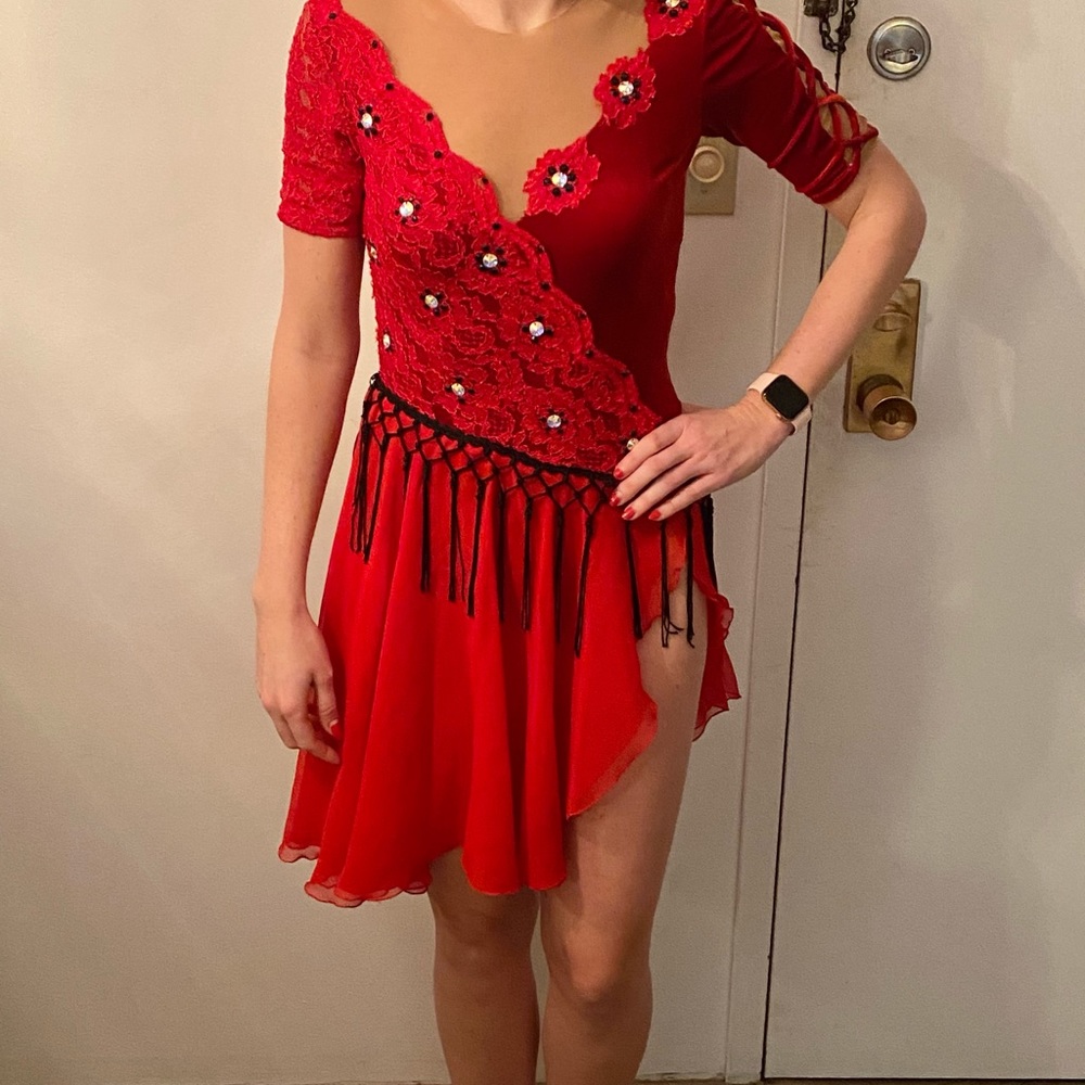 GORGEOUS beaded Spanish/tango figure skating dress